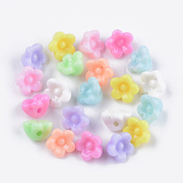 Honeyhandy Opaque Acrylic Beads, Flower, Mixed Color, 10x10.5x7mm, Hole: 1.5mm, about 1850~1930pcs/500g