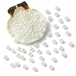 Honeyhandy ABS Plastic Imitation Pearl Round Beads, White, 6mm, Hole: 1mm