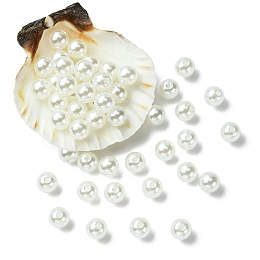 Honeyhandy ABS Plastic Imitation Pearl Round Beads, White, 8mm, Hole: 2mm