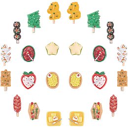 SUNNYCLUE 12 Styles Imitation Food Resin Cabochons Flat Back Sandwich Watermelon Chips Strawberry Slime Beads Cartoon Buttons Jewelry Accessories for DIY Scrapbooking Phone Case Earring Making