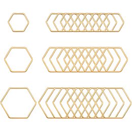 UNICRAFTALE About 60pcs 3 Sizes Golden Hexagon Linking Rings 304 Stainless Steel Frames Connectors Metal Jewelry Connector Links for Women Jewelry Making