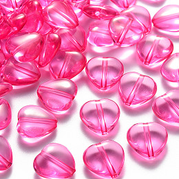 Honeyhandy Transparent Acrylic Beads, Heart, Camellia, 13.5x13.5x5.5mm, Hole: 1.5mm, about 775pcs/500g