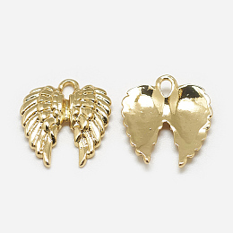 Honeyhandy Brass Charms, Wing, Real 18K Gold Plated, 14x12x2mm, Hole: 1.5mm