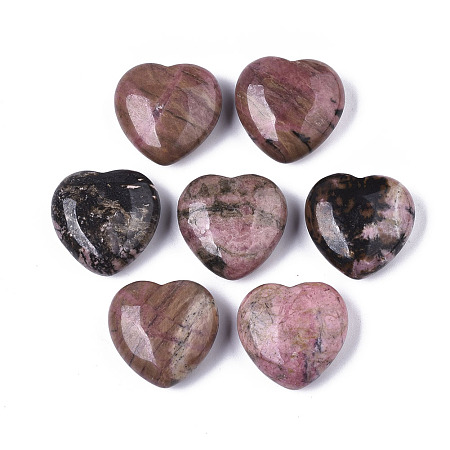 ARRICRAFT Natural Rhodonite Beads, No Hole/Undrilled, Heart, 30x30.5x12.5mm