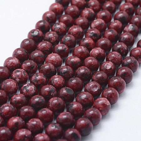 ARRICRAFT Nature Labradorite Beads Strands, Dyed, Round, Dark Red, 8~8.5mm, Hole: 1mm, about 47~49pcs/strand, 14.5 inches~14.9 inches(37~38cm)