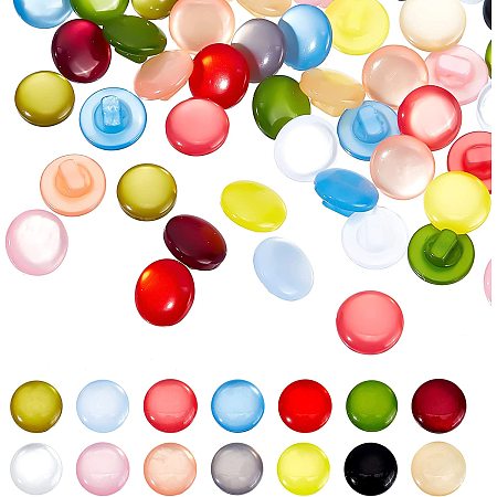 CHGCRAFT 196Pcs 14 Colors Mixed Pearl Resin Buttons Shirt Pearl Buttons Single Hole Flat Round Button Decorative Sewing Buttons for Craft Sewing Childre Buckle 10.5x5.5mm