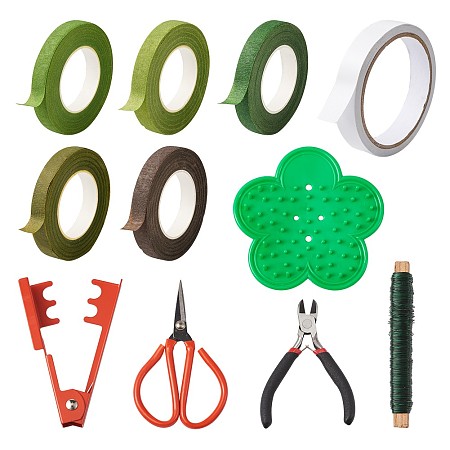 Arricraft DIY Kit, with Crepe Paper, Iron Wire, Plastic Rose Thorn Remover Tool, Thorn and Leaf Stripper Tool, Double Sided Adhesive Tapes, Diagonal Side Cutting Pliers and Scissors, Mixed Color