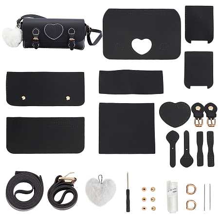 WADORN 28pcs DIY Leather Knitting Crochet Bag Making Kit, Leather Shoulder Bag Sewing Materials for Women DIY Craft Purse Stitching All Accessories Handmade Bag Making Tool Set, 8.6x2.7x4.7 Inch