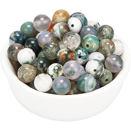Arricraft About 94 Pcs Natural Stone Beads 8mm, Natural Tree Agate Round Beads, Gemstone Loose Beads for Bracelet Necklace Jewelry Making ( Hole: 1mm )