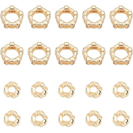 CHGCRAFT 20Pcs 2Styles Assorted Gold Spacer Beads Set Metal Beads Metal Beads for Handmade Jewelry DIY Craft Making