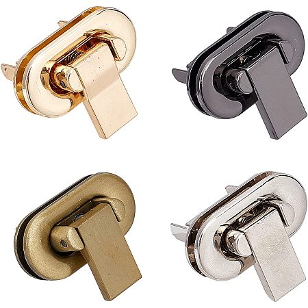 CHGCRAFT 4Sets Oval Alloy Purse Twist Lock Purse Closure Twist Lock Clasp Twist Purse Clasps Hardware Leather Craft Accessory for Handbag Making with Iron Shim