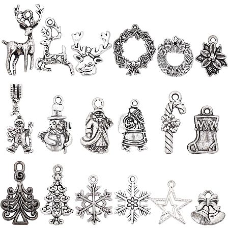 NBEADS 36 Pcs Christmas Charms, Tibetan Style Alloy Pendants, Mixed Tibetan Pendants for DIY Necklace Bracelet Arts Projects