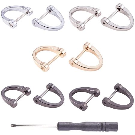 PandaHall Elite 20pcs 5 Color D-Rings Screw in Shackle Horseshoe U Shape D Ring with Screwdriver for DIY Leather Strap Craft Keychain Holder Purse Accessories