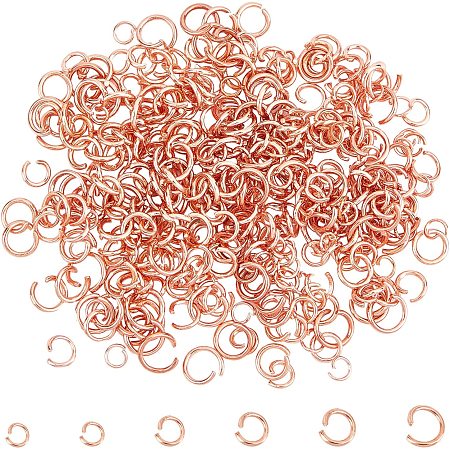 UNICRAFTALE About 420pcs 6 Sizes Rose Gold Open Jump Rings Stainless Steel Open Jump Rings Jewelry Making Connectors for Bracelet Necklaces