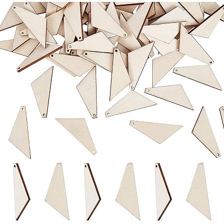 PandaHall Elite 100 pcs Polygon Wood Big Pendants, Natural Wooden Pendants for for Earring Necklace Jewelry DIY Craft Making Tree Ornaments Hanging Ornament Decorations, Burlywood