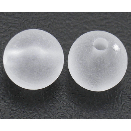 Honeyhandy 8mm Frosted Round Transparent Clear Acrylic Beads, hole: 1.5mm