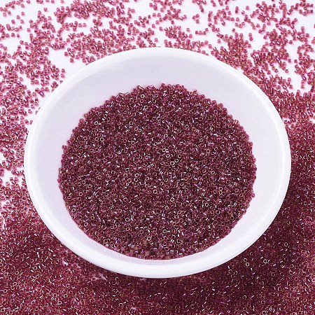 MIYUKI® Delica Beads, Cylinder, Japanese Seed Beads, 11/0, (DB0282) Cranberry Lined Light Topaz Luster, 1.3x1.6mm, Hole: 0.8mm; about 2000pcs/10g