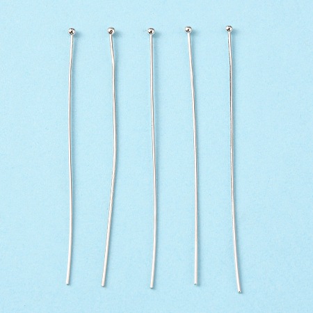 Honeyhandy Brass Ball Head Pins, Nickel Free, Platinum Color, Size: about 0.6mm thick, 50mm long, head: 1.5mm