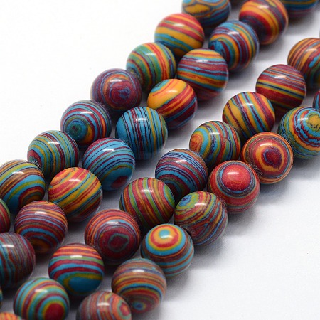 ARRICRAFT Synthetic Malachite Beads Strands, Dyed, Round, Colorful, 4mm, Hole: 0.6mm, about 95pcs/strand,  14.76 inches(37.5cm)