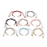 Honeyhandy Adjustable Polyester Braided Cord Bracelet Making, with Metallic Cord, Brass Beads, 304 Stainless Steel Jump Rings, Mixed Color, 5-1/2~11-3/8 inch(14~29cm)