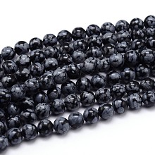 ARRICRAFT Natural Snowflake Obsidian Round Bead Strands, 6mm, Hole: 1mm, about 60pcs/strand, 15 inches