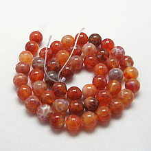 Arricraft Natural Fire Agate Beads Strands, Round, 8mm, Hole: 1mm