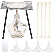 OLYCRAFT 12PCS Glass Alcohol Burner Set 150ml Glass Alcohol Lamp and Stand Kit Including Alcohol lamp, Tripod, Pad, Cord and Funnel Hopper Burner Lab Equipment