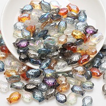 Honeyhandy Transparent Glass Beads, Fish, Mixed Color, 10x14mm, Hole: 1.2mm