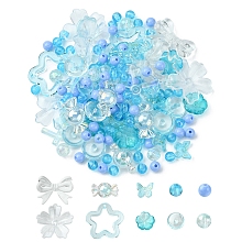 Honeyhandy DIY Jewelry Making Finding Kit, Including Flower & Round & Flat Round & Candy Glass & Acrylic & Plastic Beads, Butterfly Glass Charms, Light Sky Blue, 6~30x6~30.5x3~11.5mm, Hole: 0.8~2mm