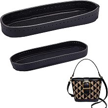 PandaHall Elite 2pc 3D Knitting Crochet Bag Shaper Pads, Boat Shape PU Leather Bag Bottom 12.4" x 6.2" & 9" x 2.3" Black Bags Insert Cushion Base with 2.5mm Holes for Pet Shopping Weaving Tote Women Bag