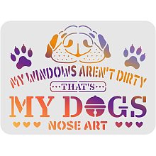 FINGERINSPIRE Dog & Phrase Drawing Painting Stencils Templates 11.6x8.3 inch Plastic Stencils Decoration Rectangle Reusable Stencils for Painting on Wood, Floor, Wall and Fabric