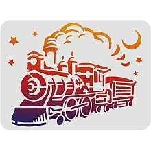 FINGERINSPIRE Locomotive Train Stencil 11.7x8.3 inch Plastic Steam Engine Template Stencil Train Moon Star Pattern Stencils DIY Reusable Craft Stencils for Painting on Wood, Floor, Wall and Tile