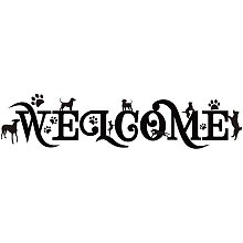 ARRICRAFT PVC Wall Sticker Welcome Quotes Wall Decal Dog Footprint Patten Vinyl Wall Art for Living Room Front Door Porch Wall Home Decoration 7"x26"