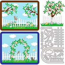 GLOBLELAND Garden Fences Die Cuts Tree and Plants Embossing Template Flower Carbon Steel Die Set for Card Scrapbooking Card DIY Craft