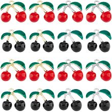 SUPERFINDINGS 16Pcs 4 Styles Alloy Cherry Charms Enamel Fruit Pendants Red and Black Dangle Charms with 1.4mm Alloy Loop for DIY Necklace Bracelet Earring Jewelry Making