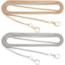 GORGECRAFT 2 Colors Metal Skinny Snake Chain Bag Chain 110cm Handbag Replacement Chain Strap with Lobster Clasp for DIY Purse Handbags Crossbody Bag Making Supplies Handmade Crafts Accessories