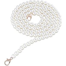 PandaHall Elite 1 pc 4.7 Inch 10mm Imitation Pearl Bead Handle Short BagChain Strap Replacement BagChain with Lobster Clasps for Handbag Purse Wallet Clutch Crafts Making, White