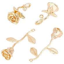 BENECREAT 12Pcs 2 Style 18K Gold Plated Elegant Rose Flower Shape Charms, Brass Rose Pendants for DIY Earrings Necklace Bracelet Making Crafts