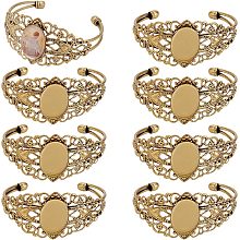 SUNNYCLUE 8Pcs Cabochon Bracelet Blanks Bezel Cuff Bracelet Blank Bangle Bracelets Base Filigree Blanks for Jewelry Making Frame Cabochons Trays Bezel Tray Vintage Style Antique Bronze Adult Women