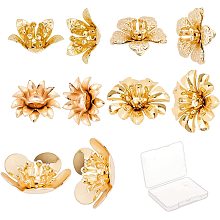 SUNNYCLUE 1 Box 20Pcs 5 Style Real 18K Gold Plated Brass Bead Caps 3D Multi-Petal Flower Shape Bead Caps for Jewelry Making Earrings Bracelets Hairpin Supplies Adult Women