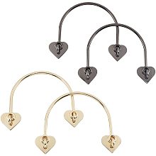 CHGCRAFT 2Sets Alloy Heart Shaped Bag Strap Purse Handles Handbags Strap Replacement Handbag Decoration Bags Straps Black Gold