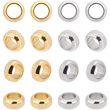 DICOSMETIC 40Pcs 8mm 2 Colors Stainless Steel European Beads Spacer Beads Round Large Hole Beads Metal Rondelle Beads Loose Beads Frosted Beads 5mm Hole for Jewelry Making DIY Findings