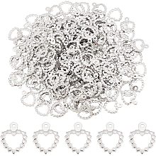 DICOSMETIC 200Pcs Stainless Steel Hollow Frame Charms Pendants Open Back Heart Shape Pendants with a Loop for Crafts Earring Necklace DIY Jewelry Making