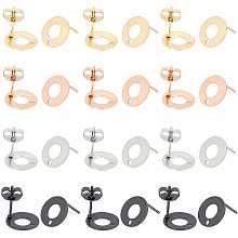 UNICRAFTALE 32pcs 4 Colors Ring Earring Posts Earring Studs with Loop Ear Pad Base Posts with Loop for Jewelry Earring Making 10mm in Diameter