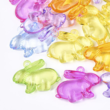 Honeyhandy Transparent Acrylic Bunny Pendants, Rabbit, Mixed Color, 26x36x6mm, Hole: 2.5mm