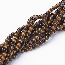 ARRICRAFT Natural Tiger Eye Beads Strands, Grade AB+, Round, 4mm, Hole: 0.8mm