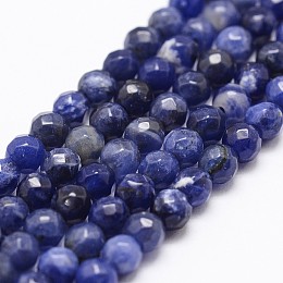 ARRICRAFT Natural Sodalite Beads Strands, Grade A, Faceted, Round, 4mm, Hole: 1mm, about 90pcs/strand, 14.9 inches~15.1 inches