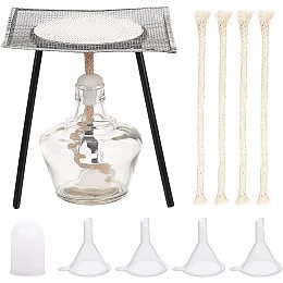 OLYCRAFT 12PCS Glass Alcohol Burner Set 150ml Glass Alcohol Lamp and Stand Kit Including Alcohol lamp, Tripod, Pad, Cord and Funnel Hopper Burner Lab Equipment