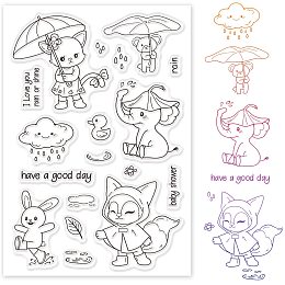 GLOBLELAND Animals Silicone Clear Stamps Elephant Cat Fox Rabbit Transparent Stamp for Christmas Birthday Valentine's Day Cards Making DIY Scrapbooking Photo Album Decoration Paper Craft