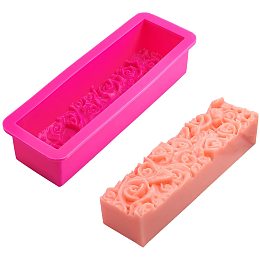 AHANDMAKER Silicone Soap Moulds with Rose Pattern, 18oz Rectangular Soap Moulds Square Silicone Mould Handmade Loaf Bar Mould